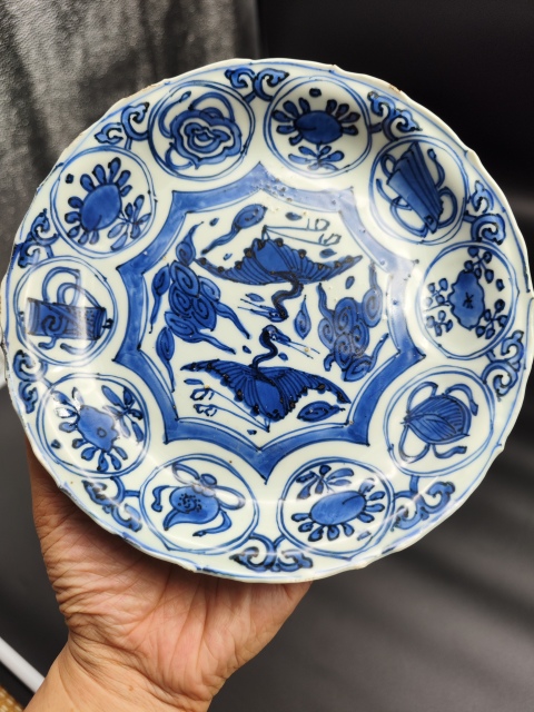 古玩陶瓷萬歷青花對頭鶴雜寶克拉克瓷拍賣，當(dāng)前價(jià)格5880元