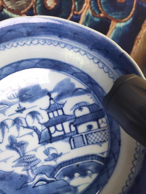 古玩陶瓷康熙本朝青花盤【放撿漏價】山水樓閣紋八方盤拍賣,當前價格860元