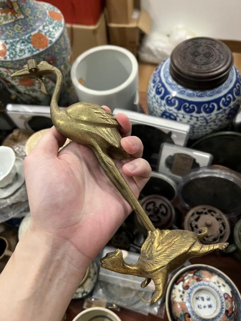 古玩雜項(特價)晚清民國龜鶴齊壽擺件拍賣,當前價格380元