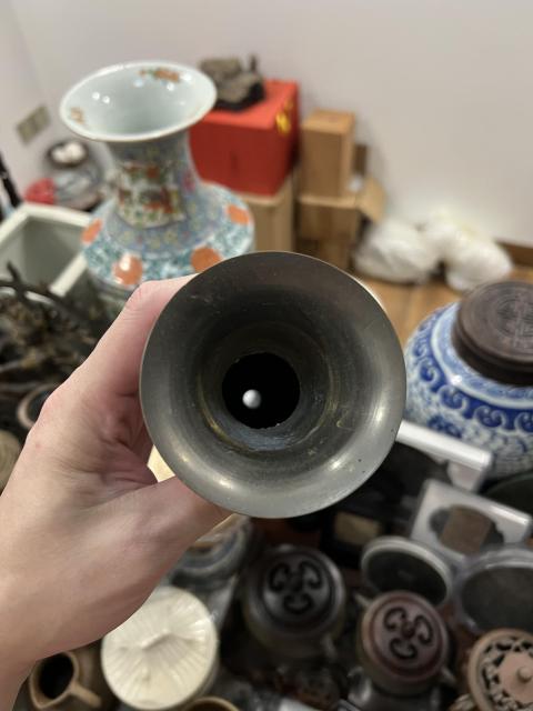 古玩雜項(特價)晚清民國刻畫銅瓶拍賣,當前價格298元
