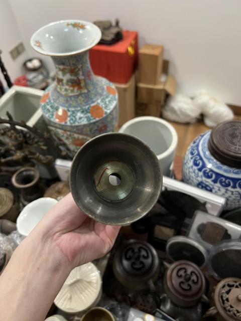 古玩雜項(特價)晚清民國刻畫銅瓶拍賣,當前價格298元