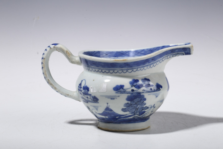 古玩陶瓷清中期?青花山水樓閣紋奶杯拍賣，當前價格1700元