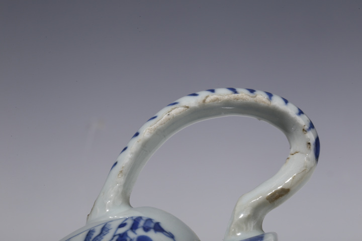 古玩陶瓷清中期?青花山水樓閣紋奶杯拍賣，當前價格1700元