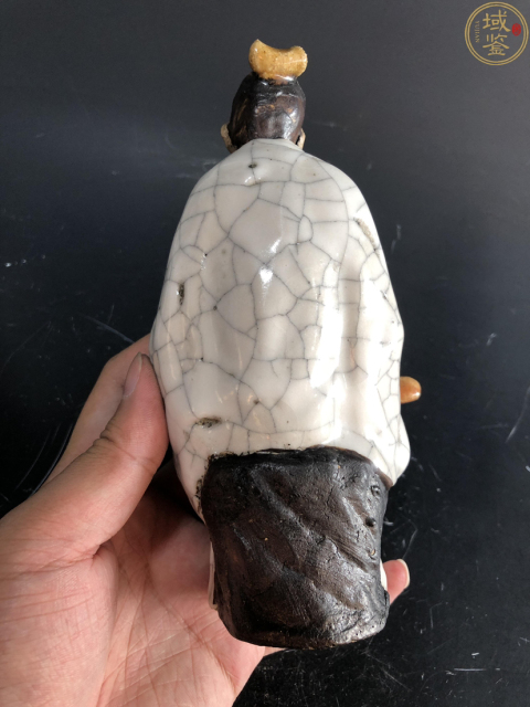 古玩陶瓷哥釉人物撫琴坐像拍賣，當前價格1200元