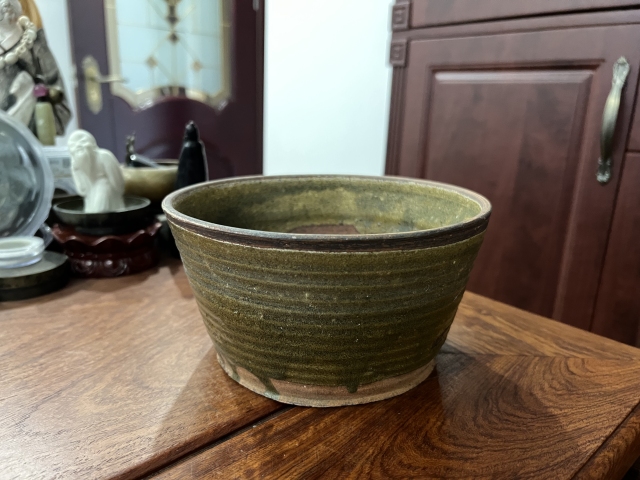 古玩陶瓷清代綠釉筒式洗拍賣，當前價格399元