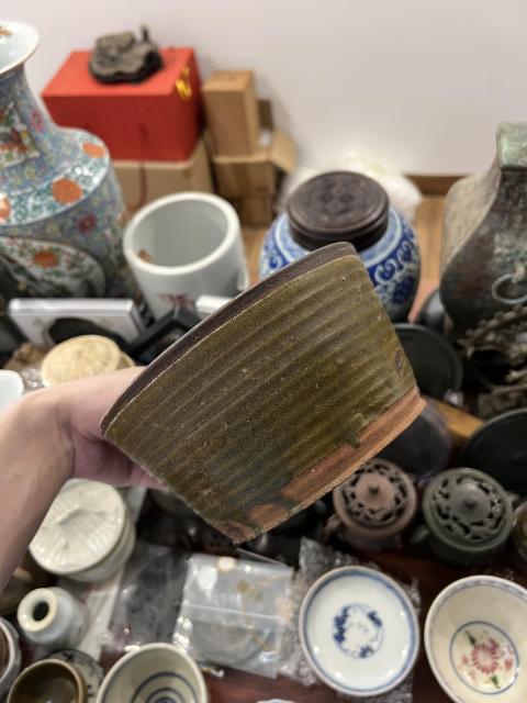古玩陶瓷清代綠釉筒式洗拍賣，當前價格399元