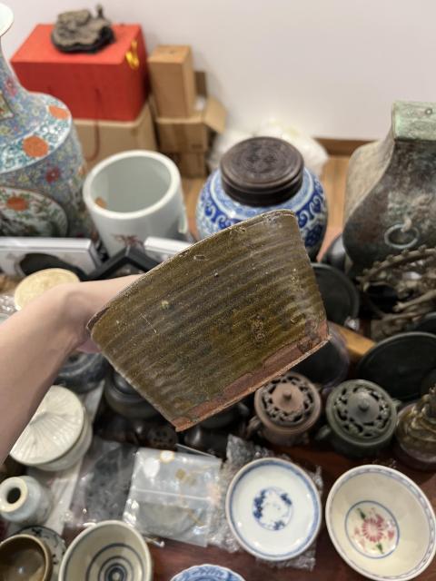 古玩陶瓷清代綠釉筒式洗拍賣，當前價格399元