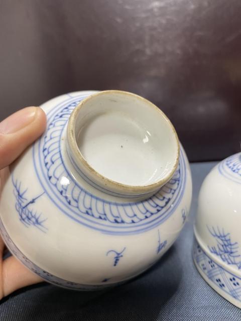 古玩陶瓷清晚期青花詩文碗一對拍賣,當前價格680元