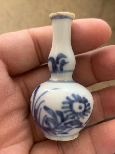 古玩陶瓷清早期青花花卉葫蘆瓶拍賣，當前價格998元