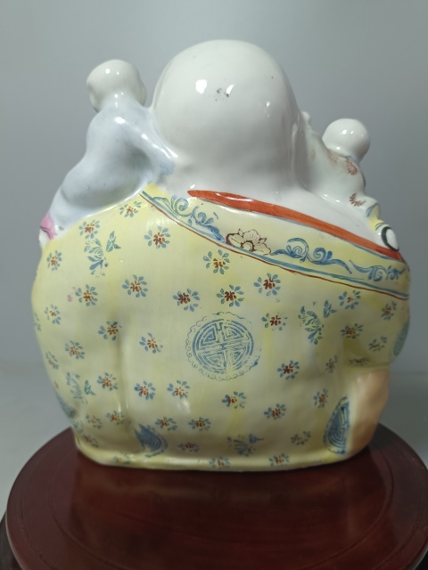 古玩陶瓷粉彩五子登科彌勒佛像拍賣，當(dāng)前價(jià)格368元