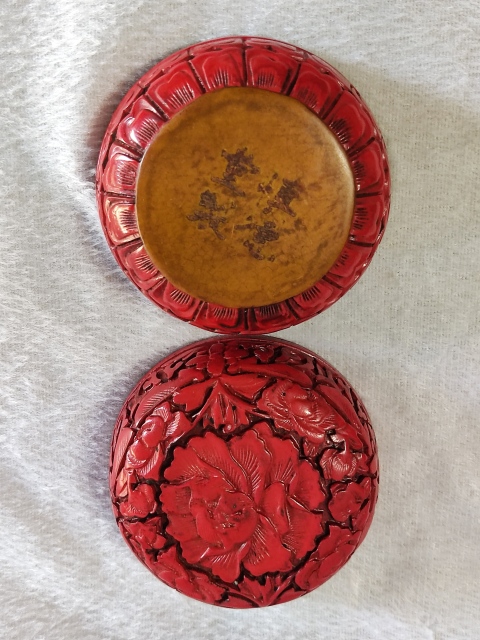 古玩雜項剔紅雕漆蓋盒拍賣,當前價格388元