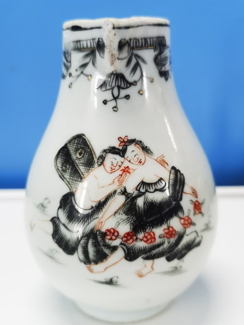 古玩陶瓷清早期雍正 墨彩西洋人物壺拍賣，當前價格2000元