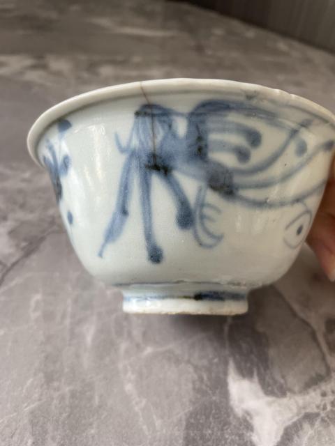 古玩陶瓷明代青花雙鳳穿花撇口碗拍賣,當前價格1980元