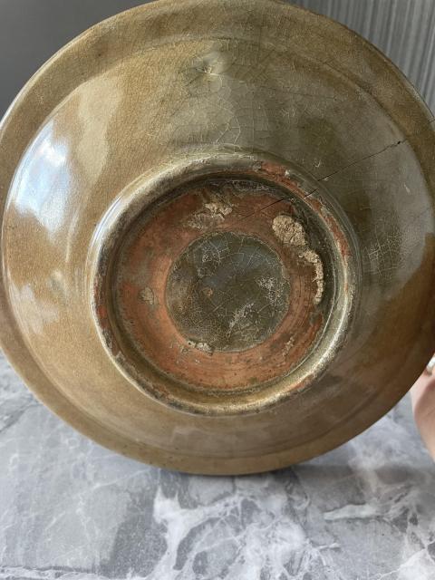古玩陶瓷元代龍泉青瓷折沿盤拍賣，當前價格5980元