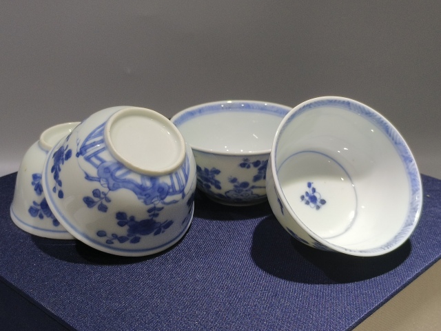 古玩陶瓷青花洞石花卉紋壓手杯一組拍賣,當前價格4800元
