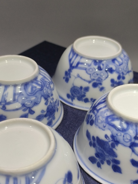 古玩陶瓷青花洞石花卉紋壓手杯一組拍賣,當前價格4800元
