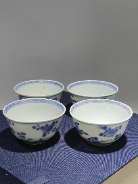 古玩陶瓷青花洞石花卉紋壓手杯一組拍賣,當前價格4800元