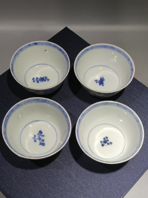 古玩陶瓷青花洞石花卉紋壓手杯一組拍賣,當前價格4800元