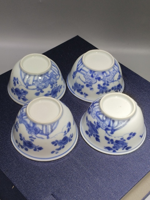 古玩陶瓷青花洞石花卉紋壓手杯一組拍賣,當前價格4800元