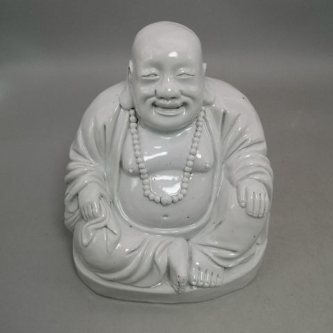 古玩陶瓷清代白釉彌勒佛塑像拍賣,當前價格1850元
