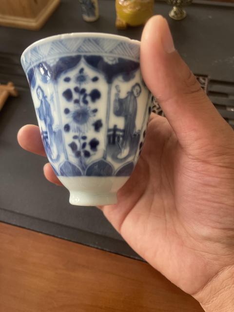 古玩陶瓷青花開光花卉仕女紋杯拍賣,當前價格1000元
