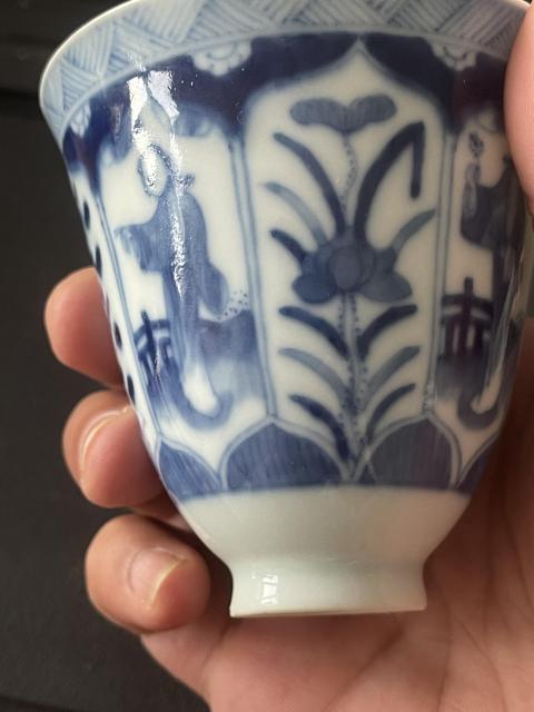 古玩陶瓷青花開光花卉仕女紋杯拍賣,當前價格1000元