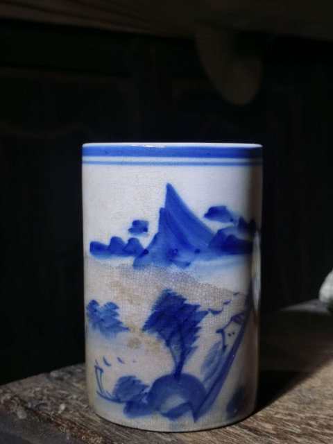 古玩陶瓷青花山水筆筒拍賣，當(dāng)前價(jià)格999元