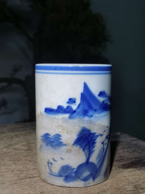 古玩陶瓷青花山水筆筒拍賣，當(dāng)前價(jià)格999元