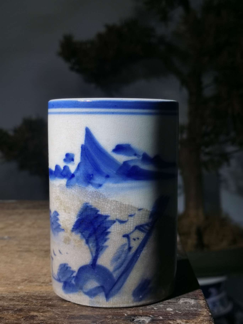 古玩陶瓷青花山水筆筒拍賣，當(dāng)前價(jià)格999元