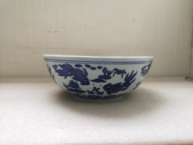 古玩陶瓷青花魚藻紋大碗拍賣,當前價格398元