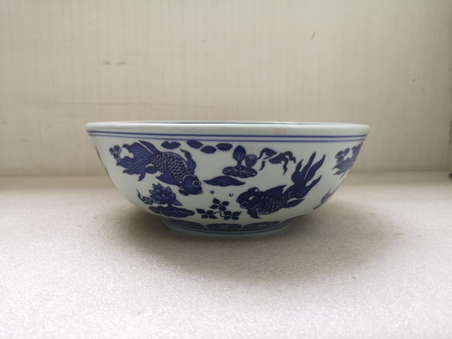 古玩陶瓷青花魚藻紋大碗拍賣,當前價格398元