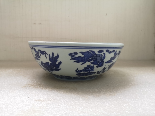 古玩陶瓷青花魚藻紋大碗拍賣,當前價格398元