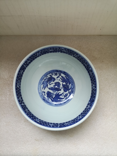 古玩陶瓷青花魚藻紋大碗拍賣,當前價格398元