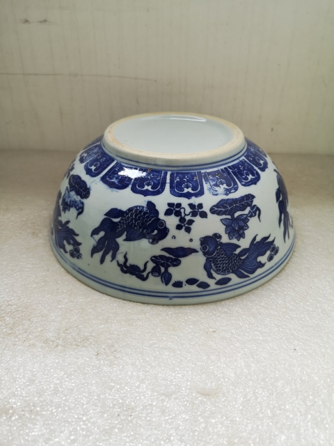 古玩陶瓷青花魚藻紋大碗拍賣,當前價格398元