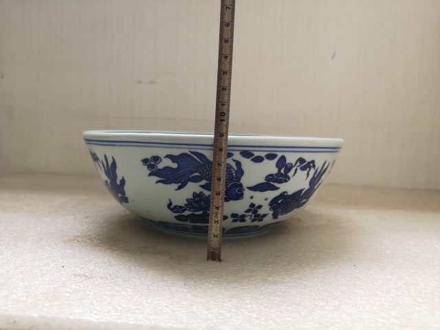 古玩陶瓷青花魚藻紋大碗拍賣,當前價格398元