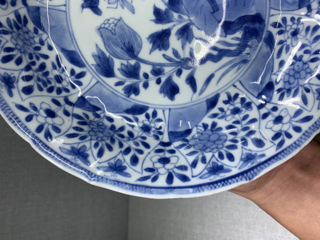 古玩陶瓷康熙青花洞石花鳥紋折沿盤拍賣,當前價格1588元
