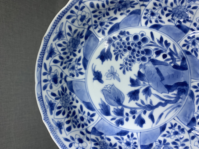 古玩陶瓷康熙青花洞石花鳥紋折沿盤拍賣,當前價格1588元