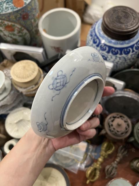 古玩陶瓷民國(guó)青花礬紅描金盤拍賣,當(dāng)前價(jià)格199元