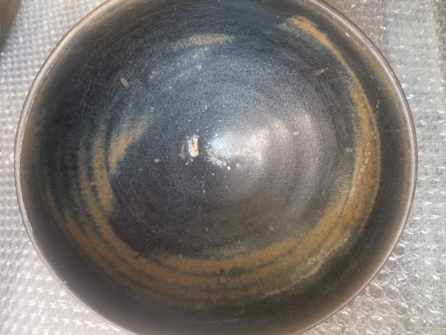 古玩陶瓷元代，耀州窯，窯變黑釉大碗拍賣，當前價格1666元