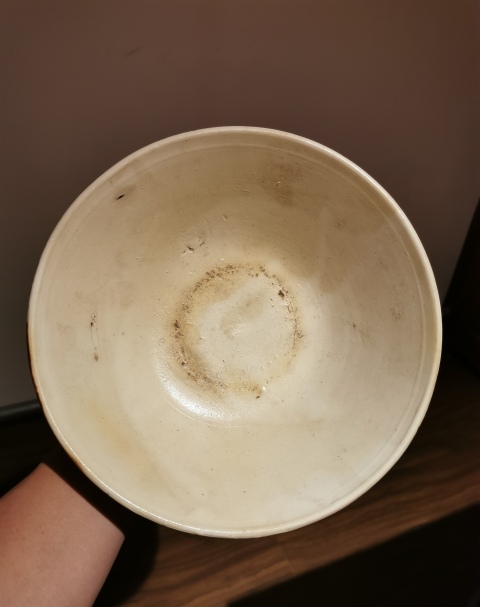 古玩陶瓷元末明初.磁州窯白地褐彩福字大碗拍賣，當前價格698元