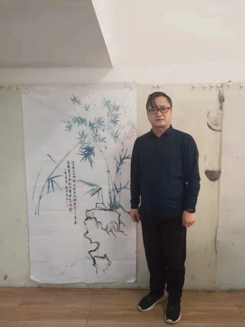 古玩字畫***線山水畫派創始人中美協中書協會員李可染大師再傳弟子劉秋言竹石圖拍賣,當前價格1288元