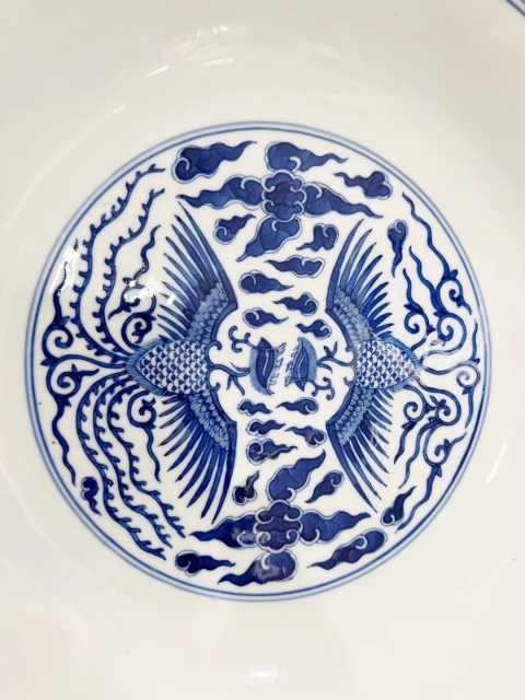 古玩陶瓷青花雙鳳紋盤一對拍賣，當前價格280000元