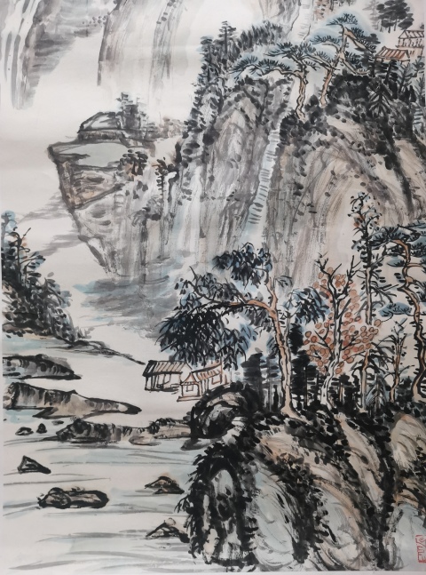 古玩字畫中國美術家協會會員北京墨彩畫院院長趙春雨山水圖拍賣，當前價格1288元
