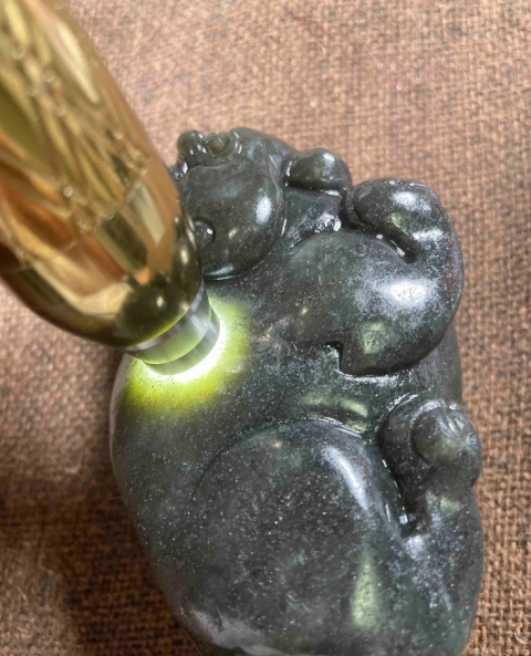 古玩玉器籽料大貔貅手把拍賣(mài)，當(dāng)前價(jià)格2980元