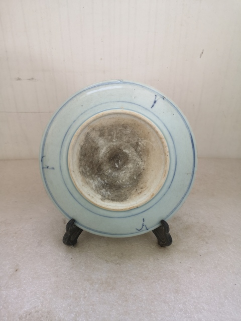 古玩陶瓷青花淡描花卉紋盤拍賣,當前價格450元