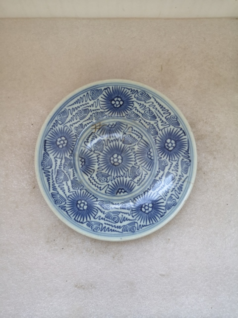 古玩陶瓷青花淡描花卉紋盤拍賣,當前價格450元