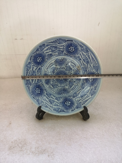 古玩陶瓷青花淡描花卉紋盤拍賣,當前價格450元