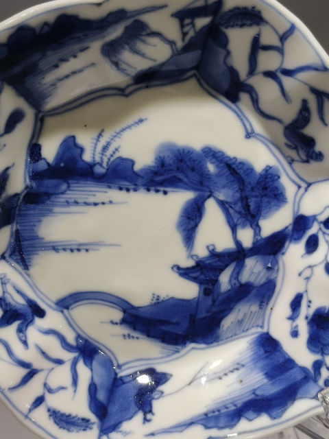 古玩陶瓷（新年放漏中）清康熙·青花山水人物-鴛鴦戲水-六方杯碟拍賣，當前價格2862元