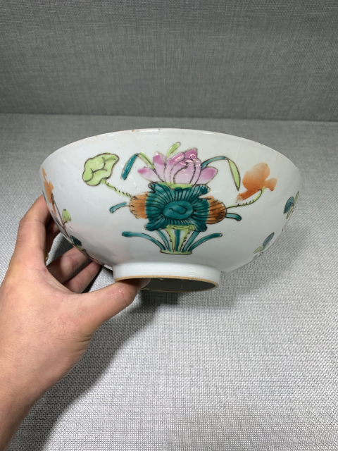 古玩陶瓷晚清粉彩四季花卉紋大碗拍賣,當(dāng)前價(jià)格399元
