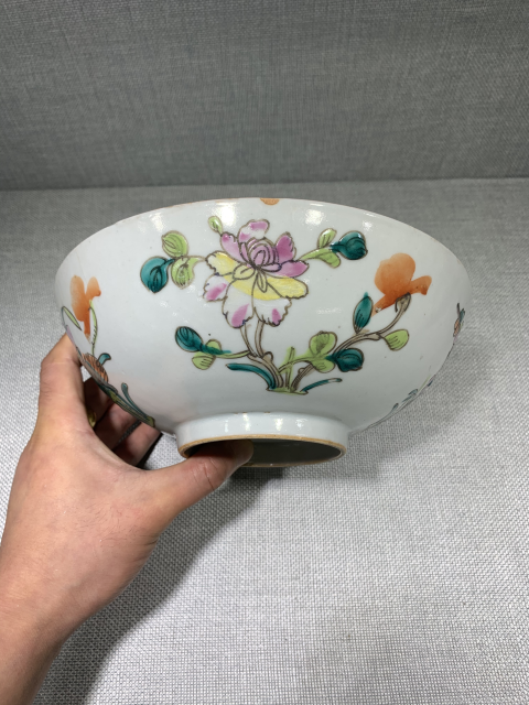古玩陶瓷晚清粉彩四季花卉紋大碗拍賣,當(dāng)前價(jià)格399元